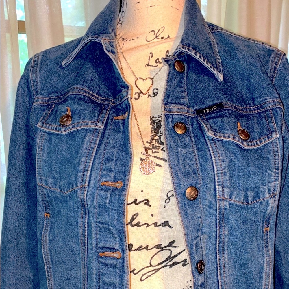Izod Dark Blue Denim Trucker Jacket Vintage